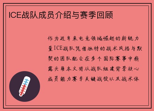 ICE战队成员介绍与赛季回顾
