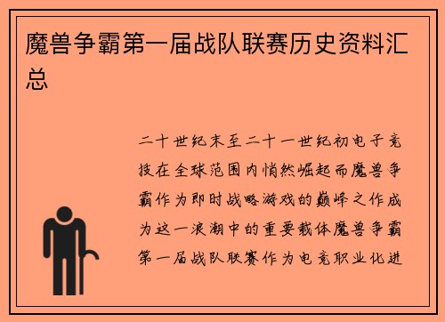 魔兽争霸第一届战队联赛历史资料汇总